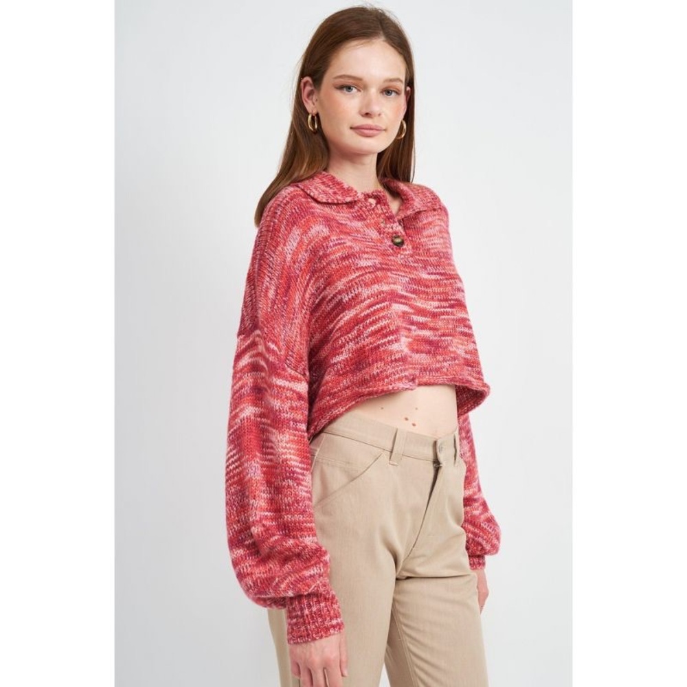 Women's Red/ Pink cropped sweater